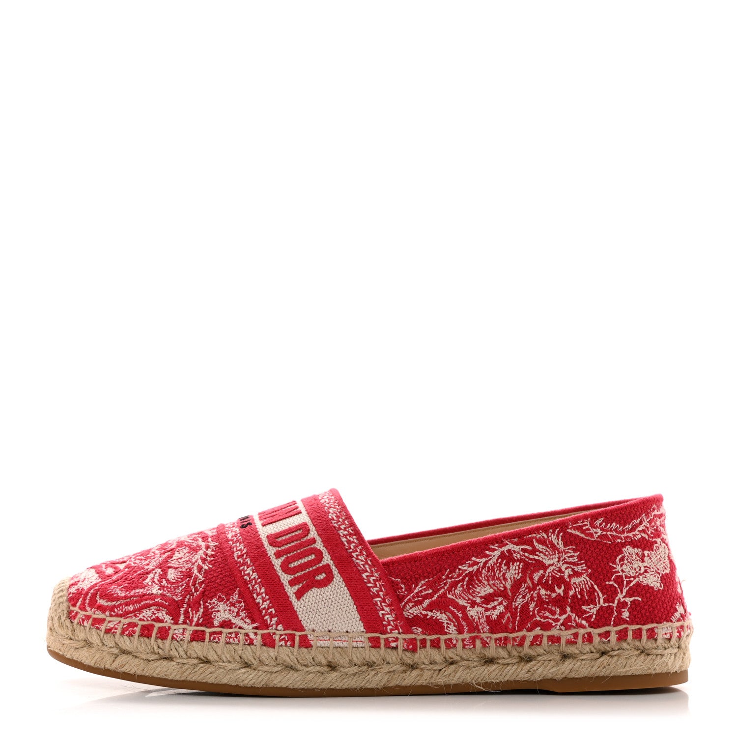 Christian Dior Embroidered Toile De Jouy Granville Espadrille 39.5 Raspberry 1 of 9