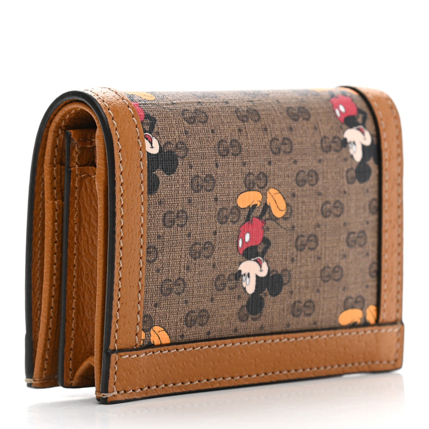 X DISNEY Mini Vintage GG Supreme Monogram Mickey Mouse Card Holder Wallet Beige Vintage Sun Oil