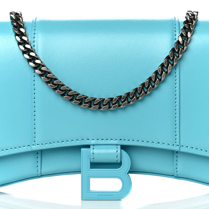 Balenciaga Shiny Box Calfskin Tonal B Hourglass Chain Bag Azur 7 of 9