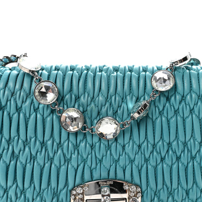 Miu Miu Nappa Matelasse Crystal Flap Clutch Turchese 7 of 9