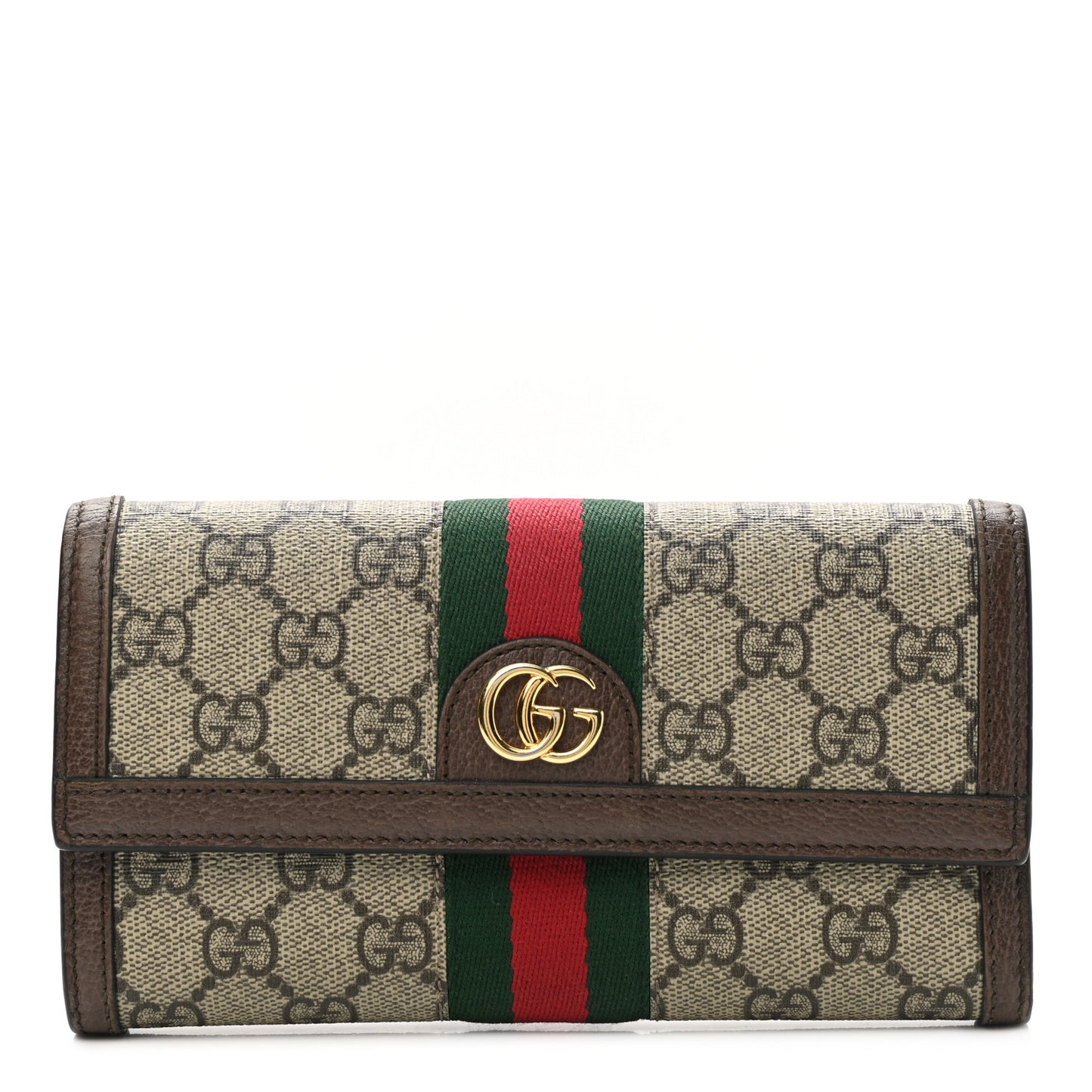 GG Supreme Monogram Web Ophidia Continental Wallet Brown