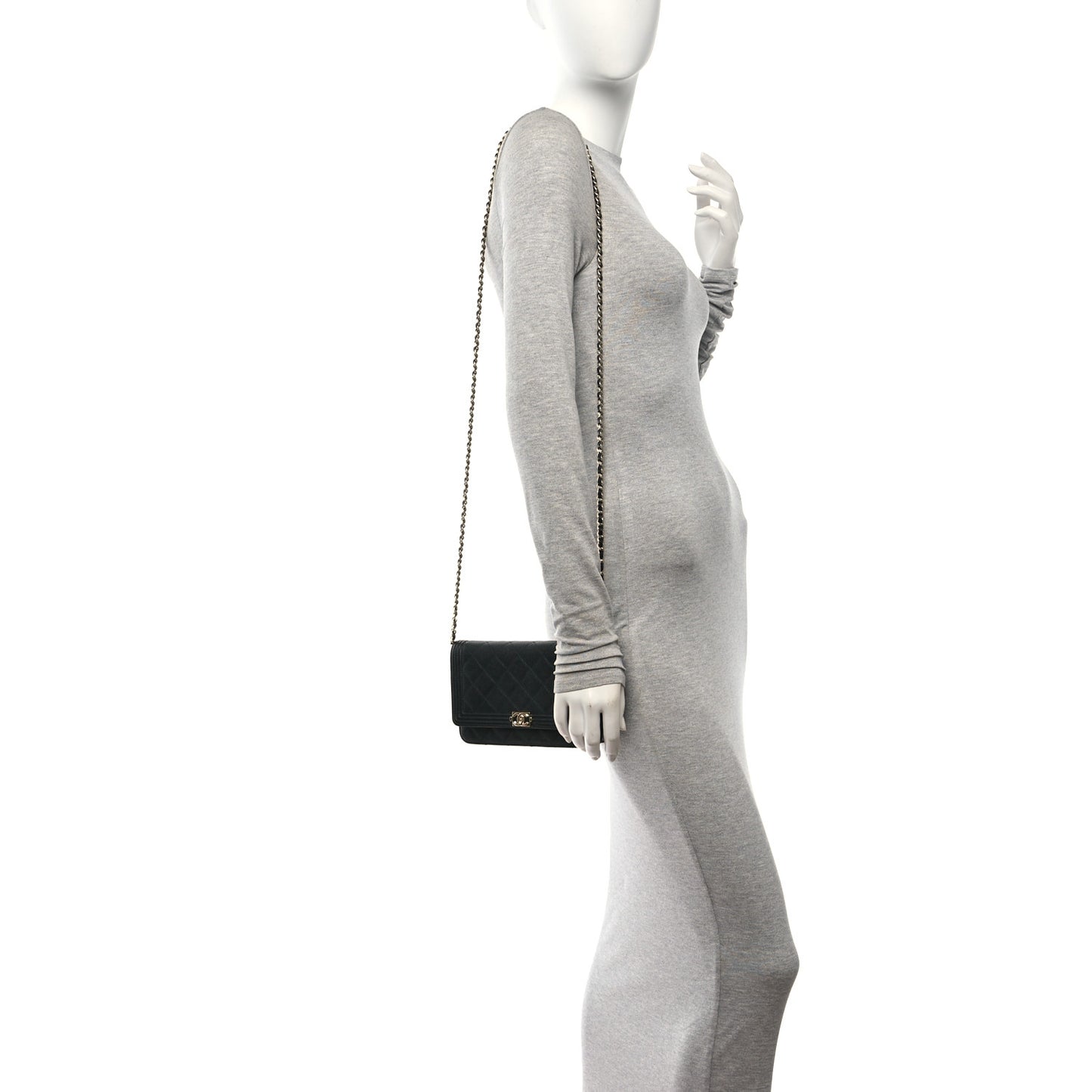 Caviar Quilted Boy Wallet On Chain WOC Black