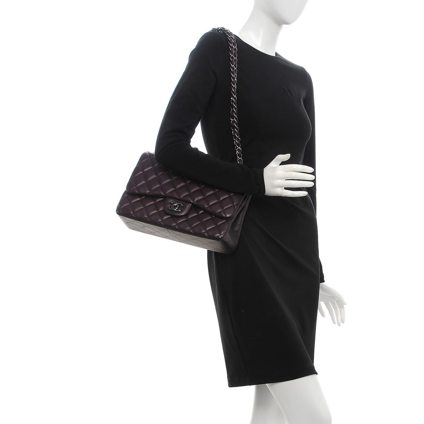 Lambskin Quilted Jumbo Double Flap Purple