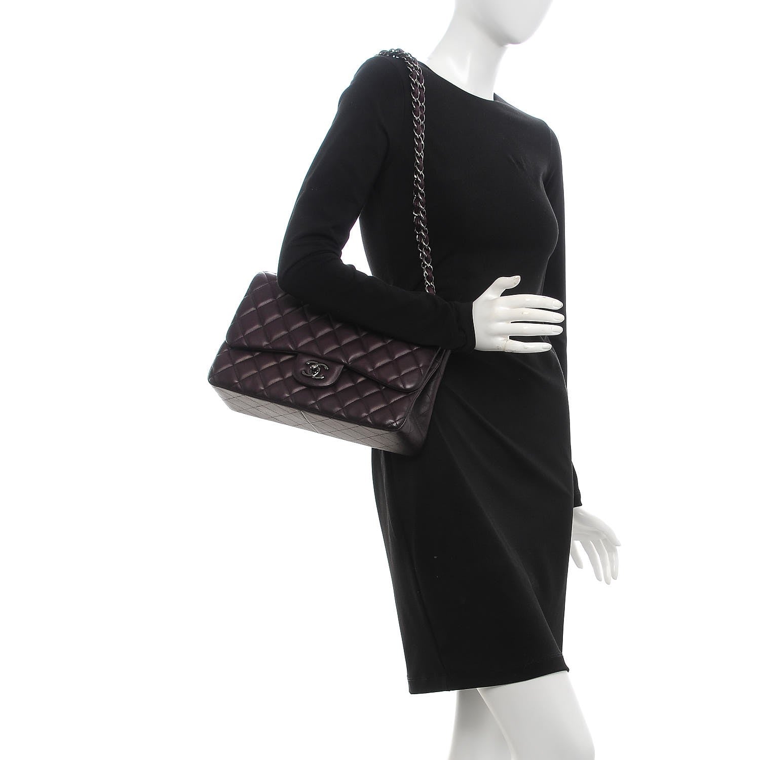 Chanel Lambskin Quilted Jumbo Double Flap Purple 2 of 7