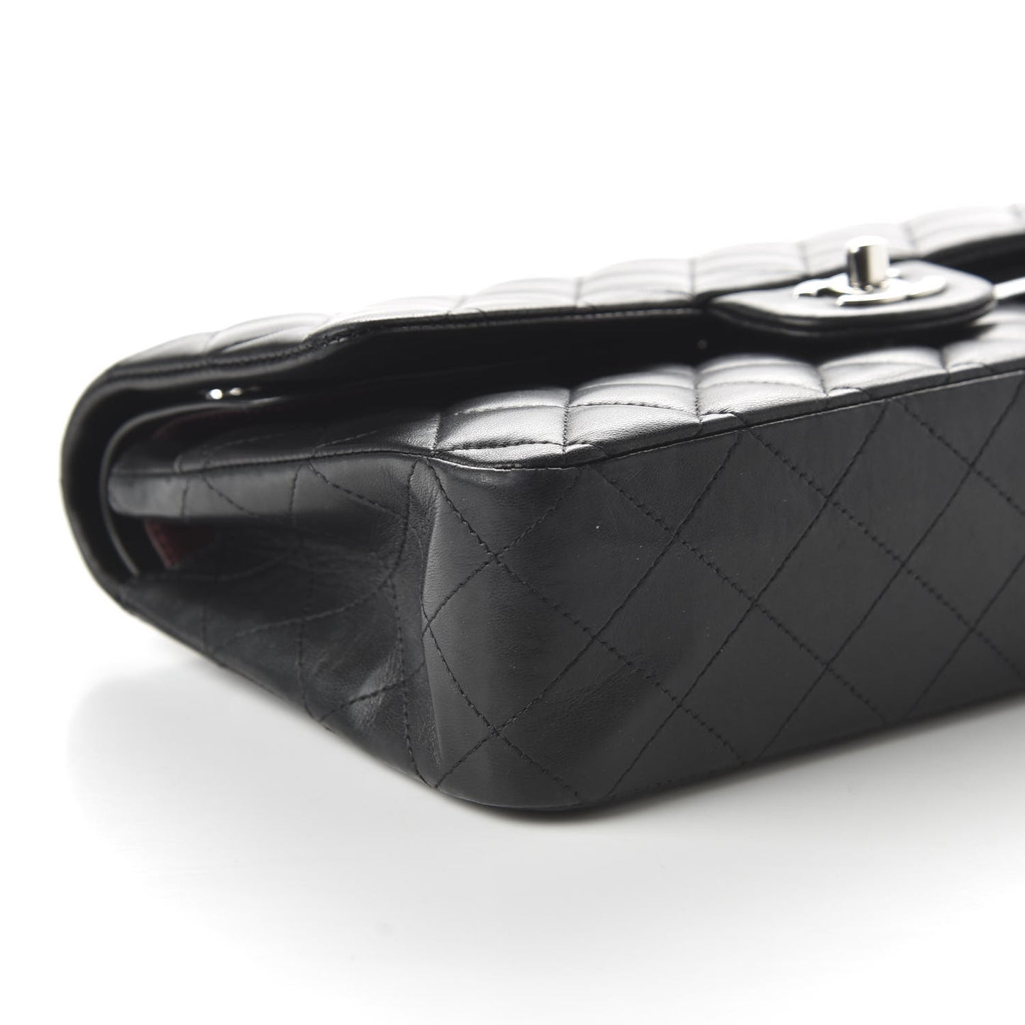 Lambskin Quilted Medium Double Flap Black