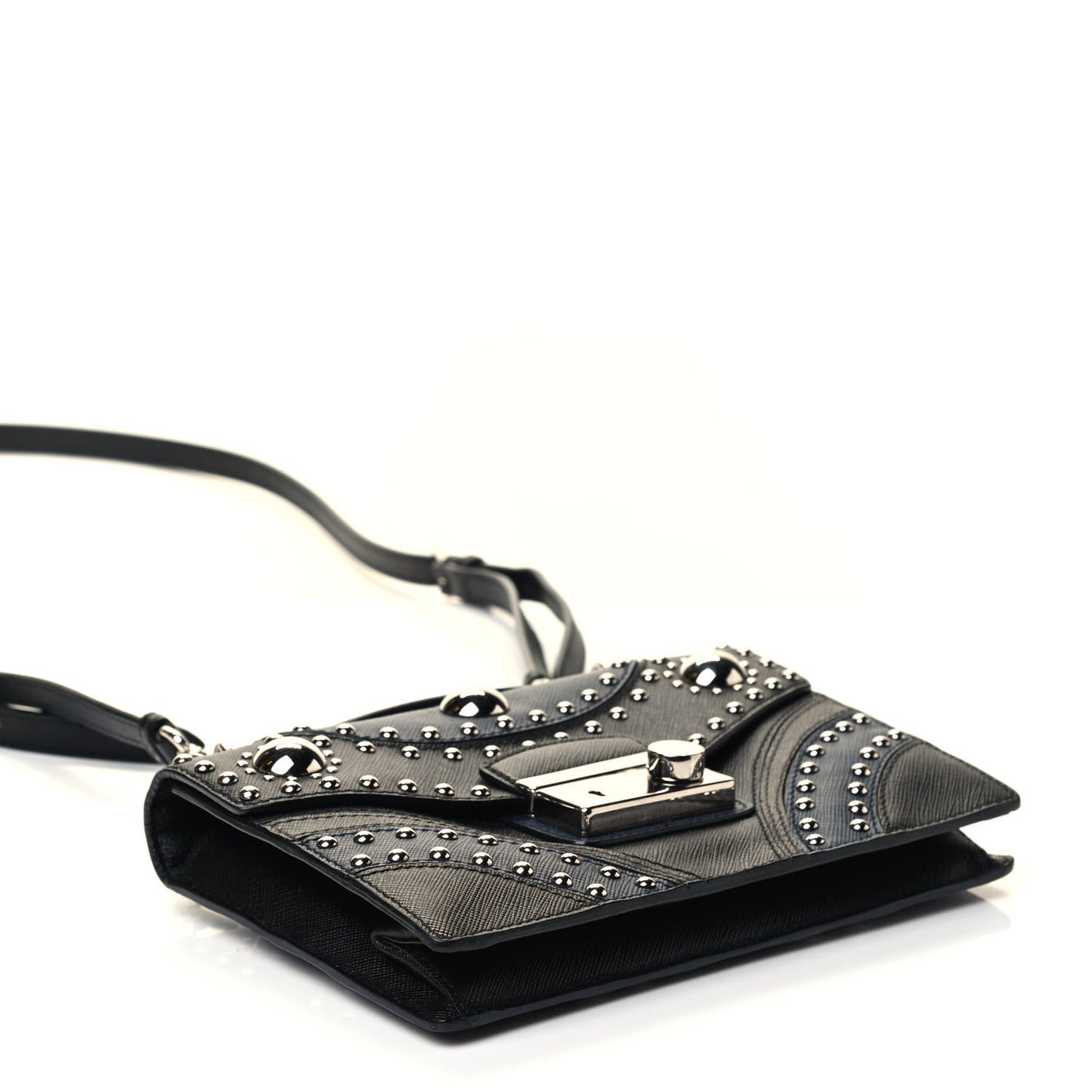 Saffiano Studded Sound Bag Black Blue