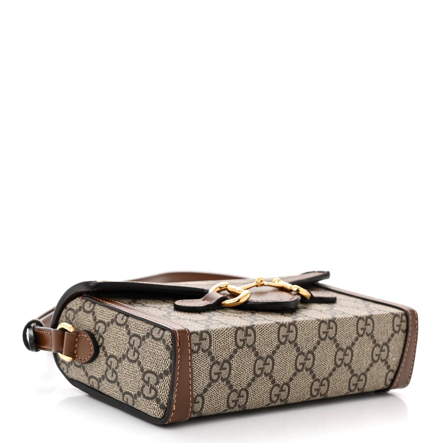 Gucci GG Supreme Monogram Mini Horsebit 1955 Shoulder Bag Beige Brown Sugar 4 of 12