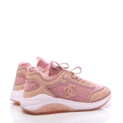 Chanel Suede Calfskin Stretch Fabric CC Sneakers 37.5 Pink 4 of 7