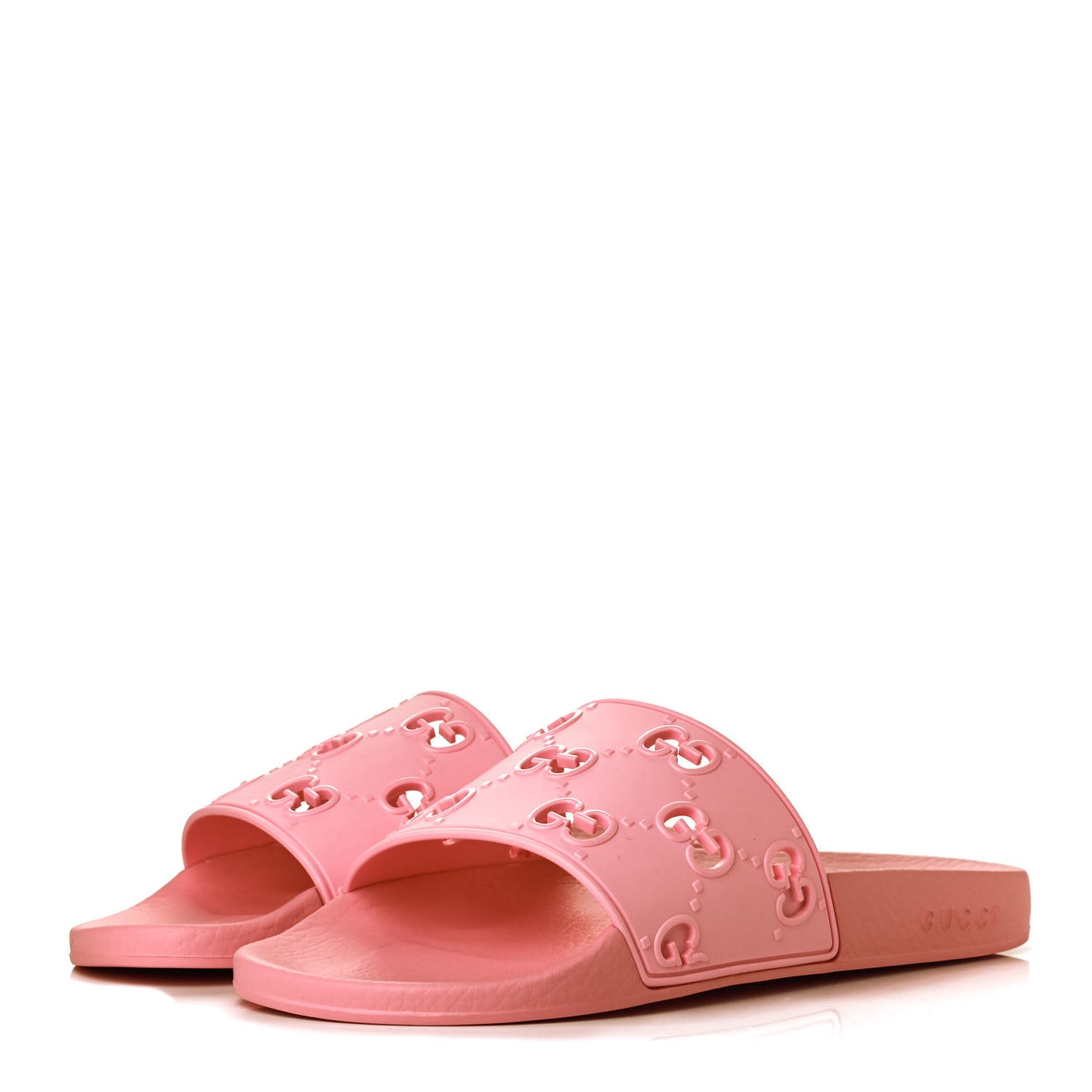 Rubber GG Monogram Perforated Womens Slide Sandals 41 Rose Box