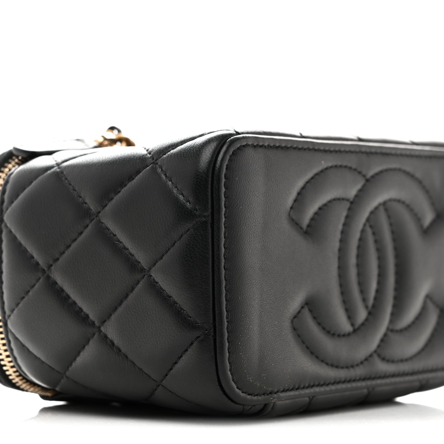 Chanel Lambskin Quilted Pearl Crush Small Vanity Case With Chain Black 9 of 13