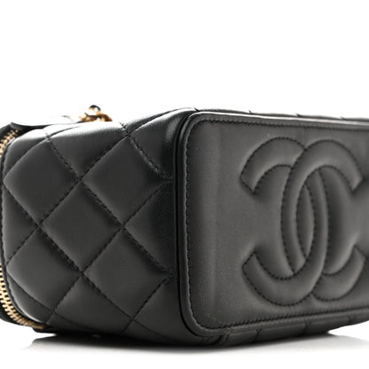 Chanel Lambskin Quilted Pearl Crush Small Vanity Case With Chain Black 9 of 13