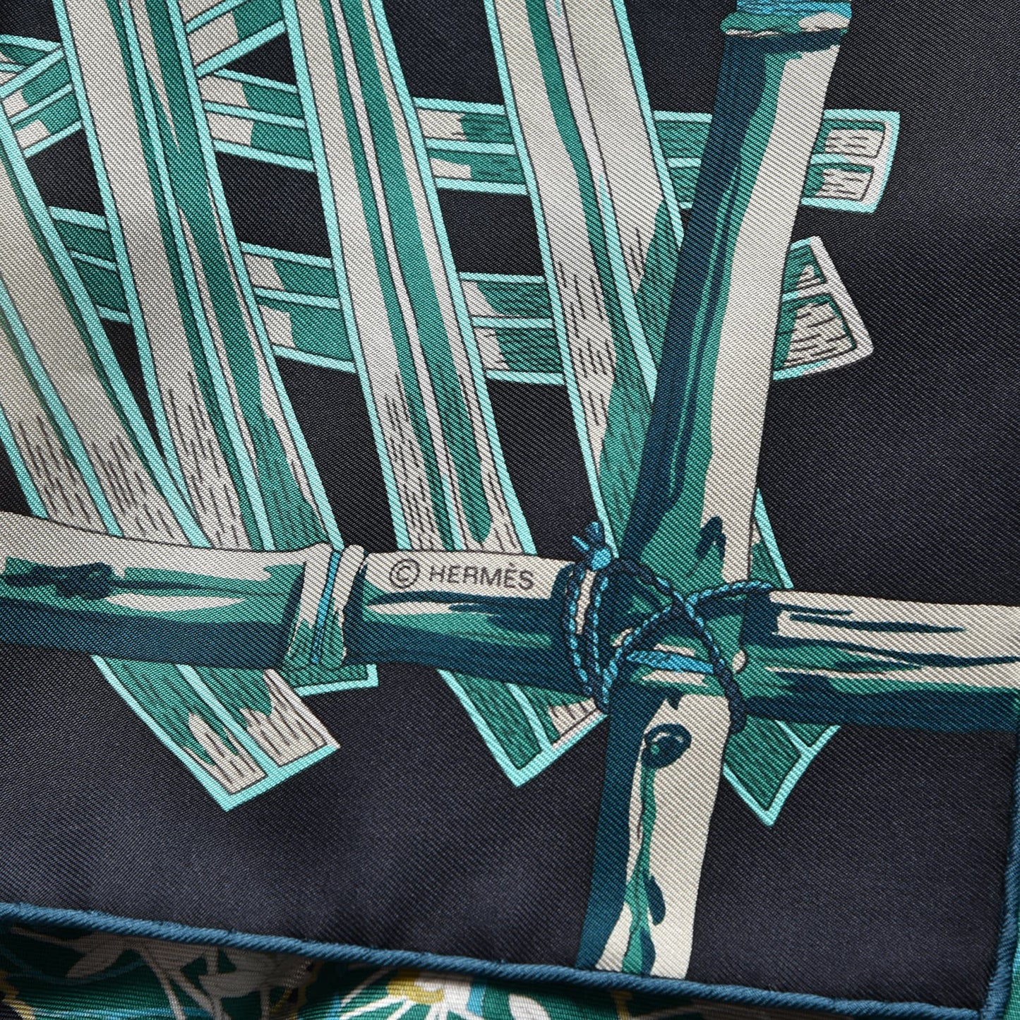 Silk Mythes et Metamorphoses Scarf 90 Marine Turquoise Vert