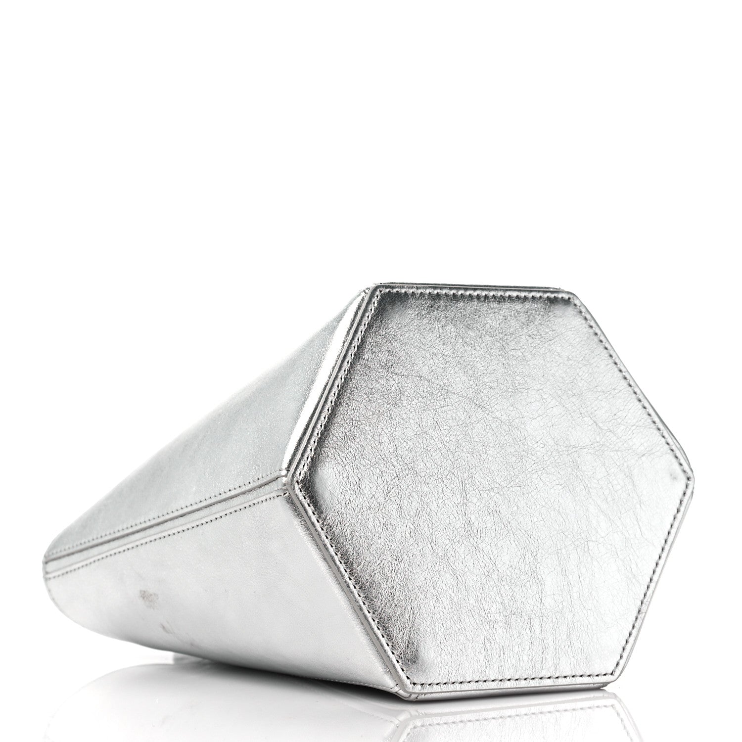 Off-White Laminated Calfskin Allen Bucket Bag Silver 4 of 8