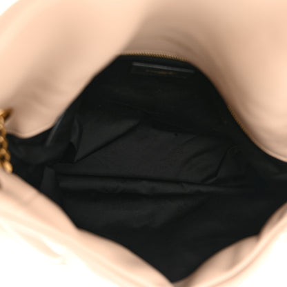 Saint Laurent Lambskin Quilted Medium Loulou Puffer Monogram Chain Satchel Dark Beige 5 of 10