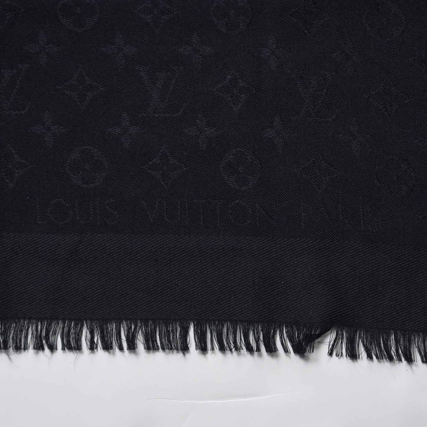 Silk Wool Monogram Shawl Black