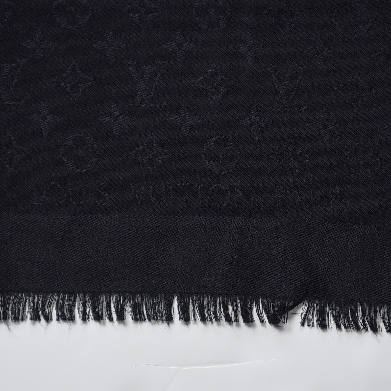 Louis Vuitton Silk Wool Monogram Shawl Black 4 of 4