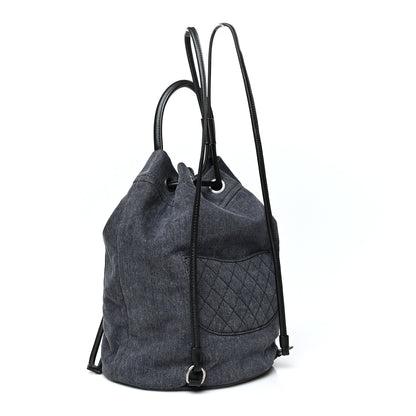 Chanel Denim Drawstring Backpack Blue 3 of 9
