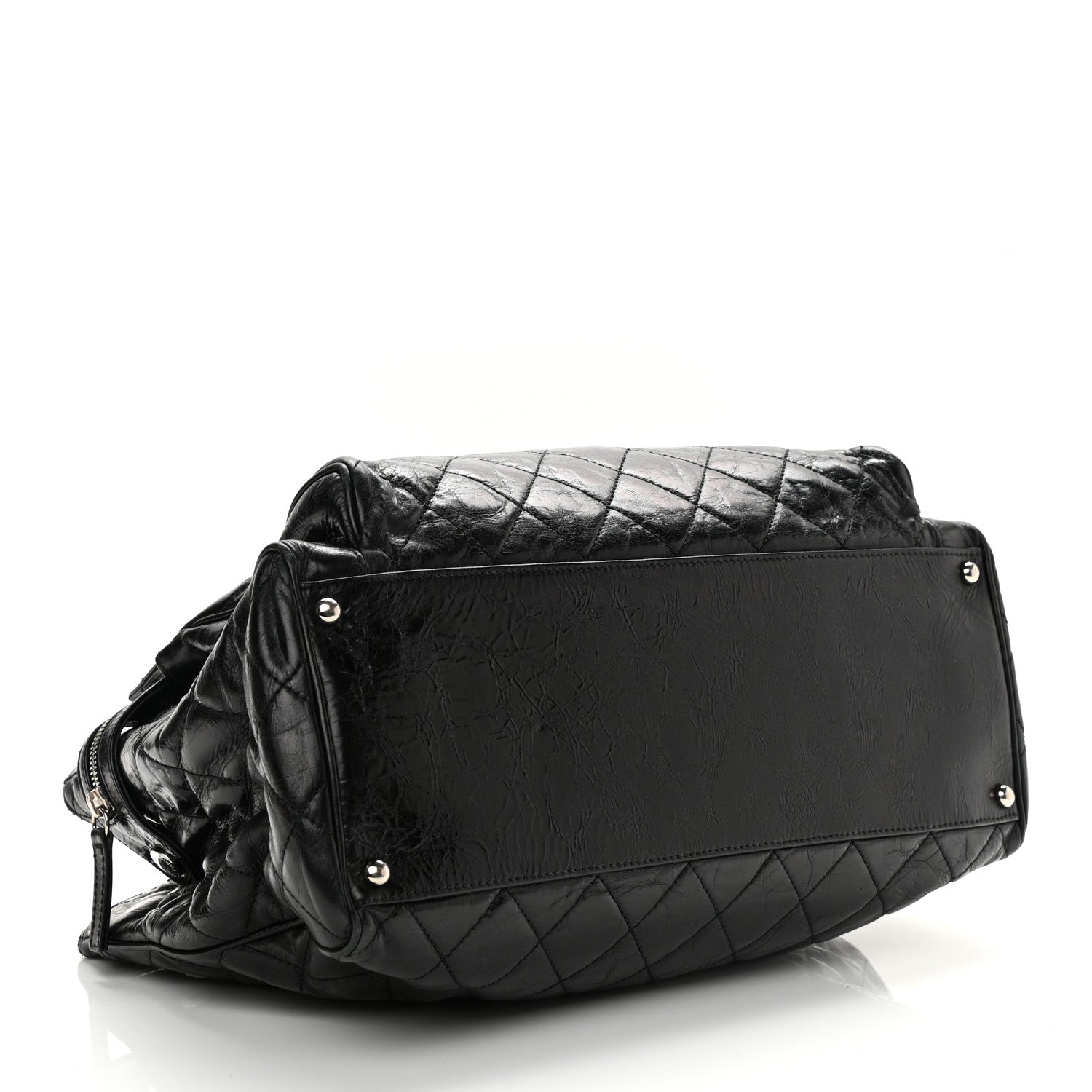 Chanel Glazed Calfskin Quilted Large New Portobello Tote Black 3 of 12
