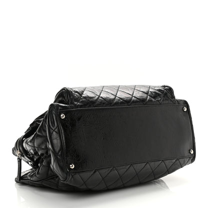 Chanel Glazed Calfskin Quilted Large New Portobello Tote Black 3 of 12