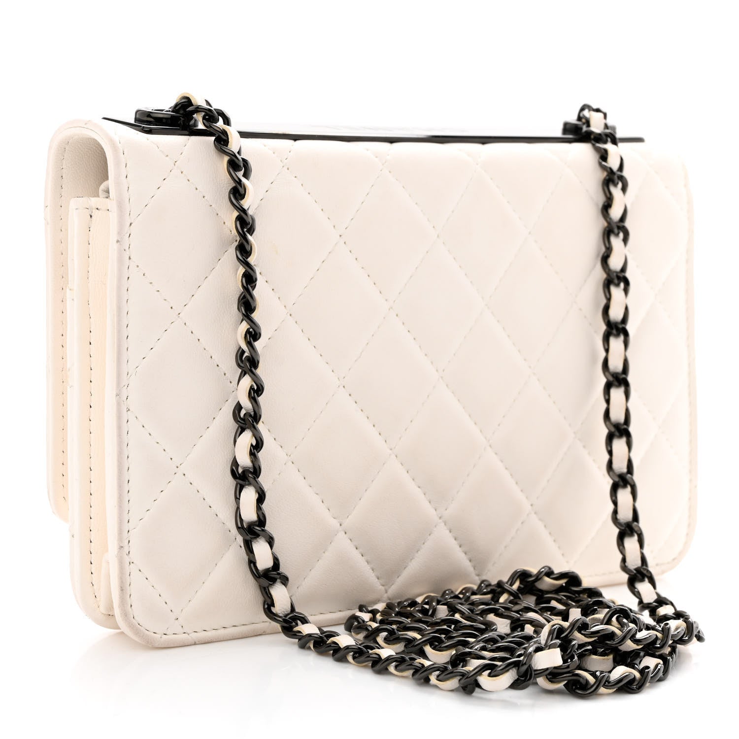 Chanel Lambskin Quilted Trendy CC Wallet On Chain WOC White 3 of 13