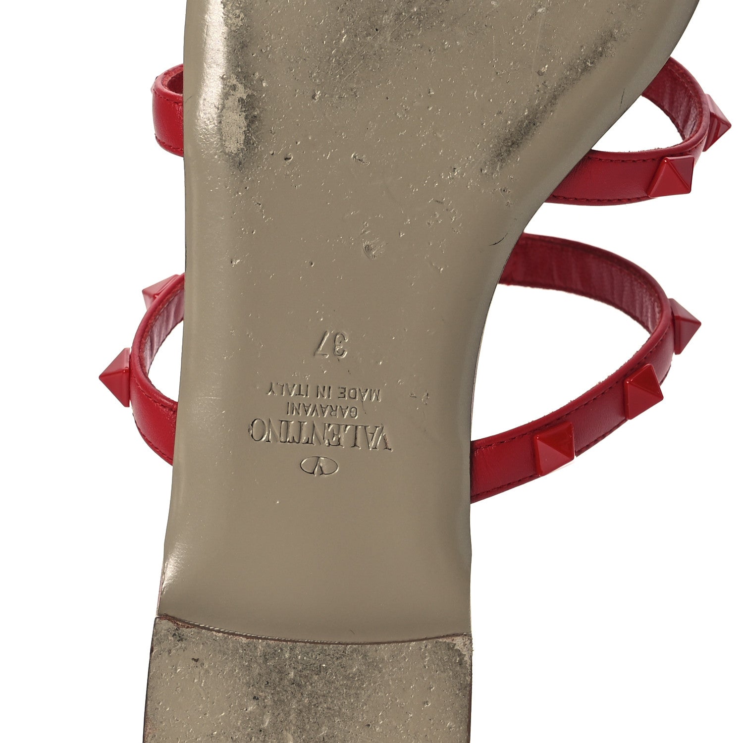 Valentino Garavani Nappa Lacquered Monochrome Rockstud Caged Flat Slide Sandals 37 Rouge Pur 8 of 12
