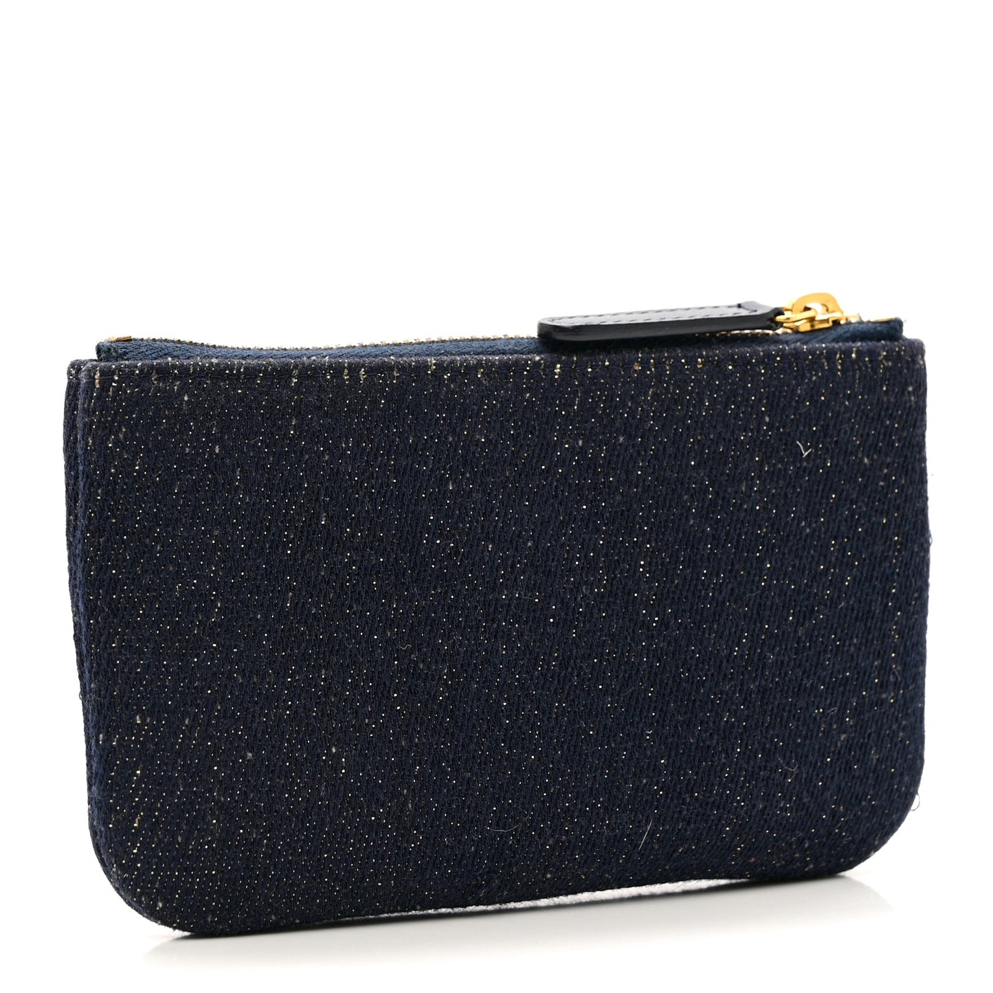 Lurex Canvas Deauville Cosmetic Pouch Navy Blue Gold