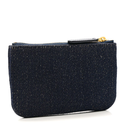 Chanel Lurex Canvas Deauville Cosmetic Pouch Navy Blue Gold 3 of 9