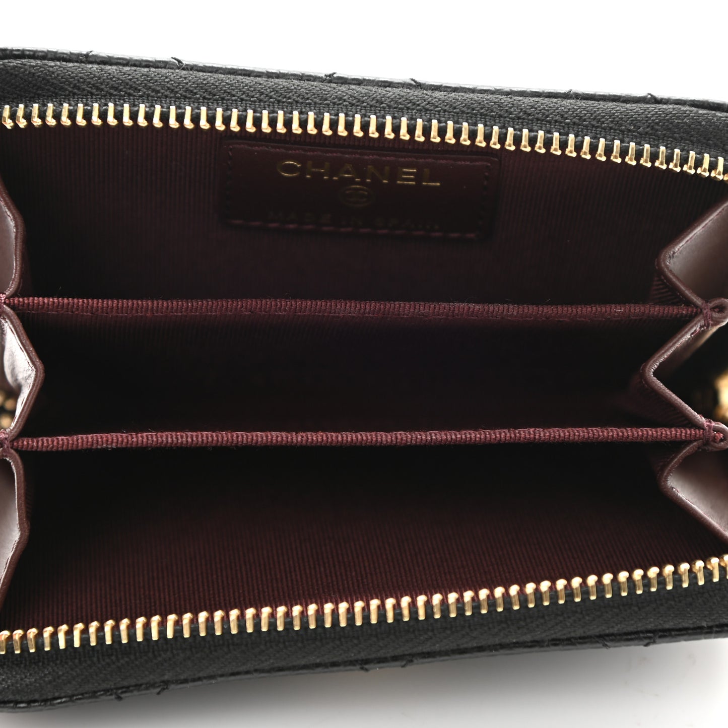 Caviar Quilted Zip Coin Purse Black