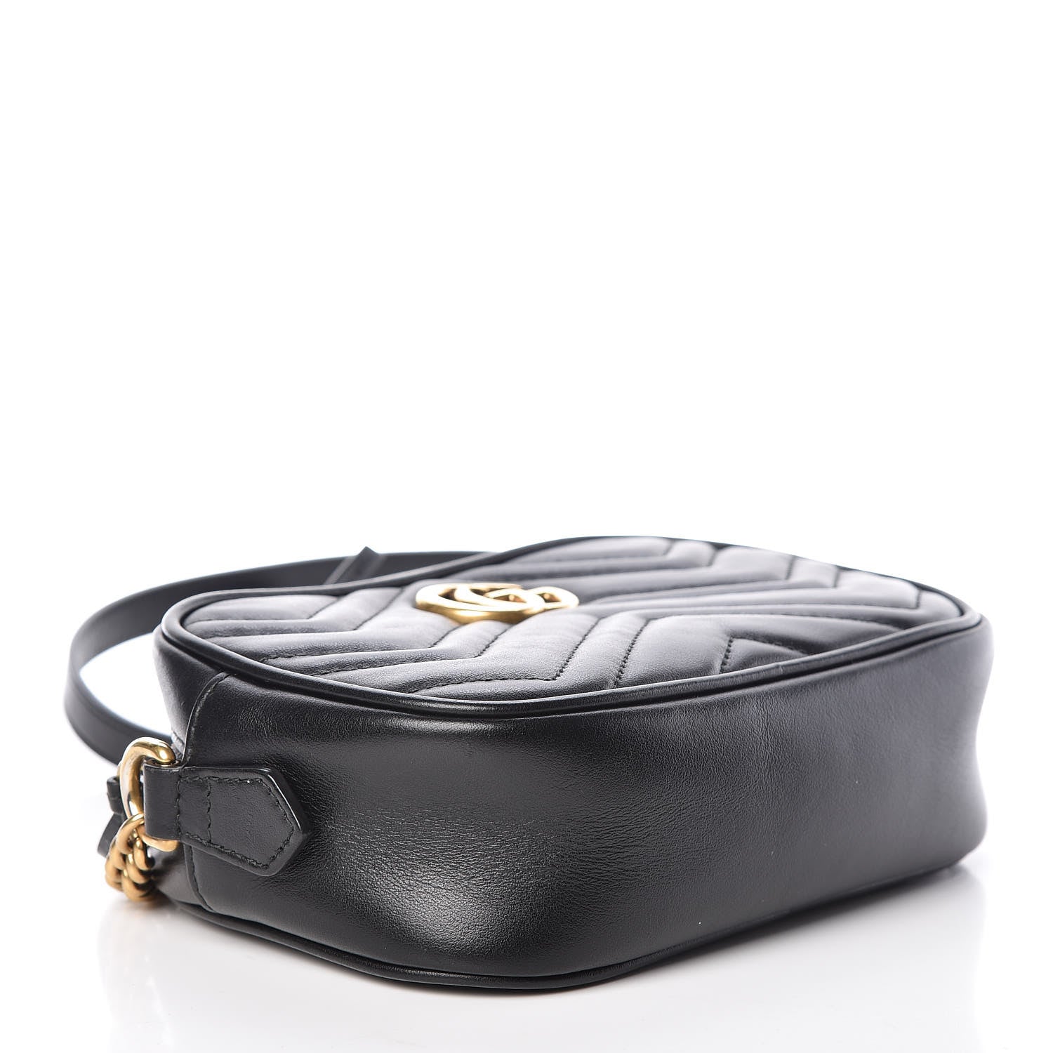 Gucci Calfskin Matelasse Mini GG Marmont Chain Shoulder Bag Black 4 of 10