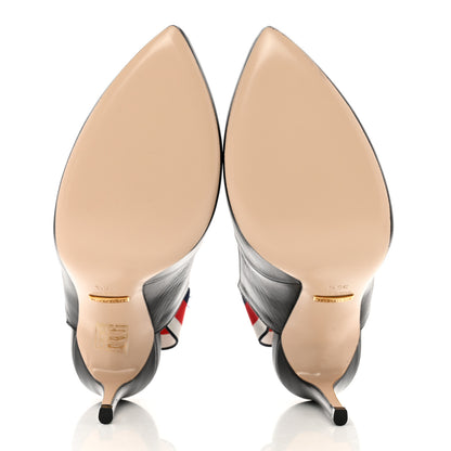 Gucci Malaga Kid Web Sylvie High Heel Slingback Pumps 36.5 Black 5 of 9