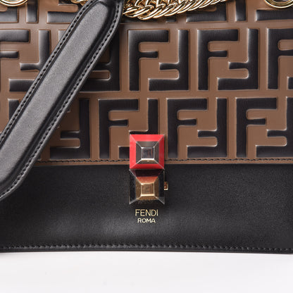 Fendi Vitello Liberty Bi-Color FF 1974 Embossed Small Kan I Shoulder Bag Black Maya 10 of 10