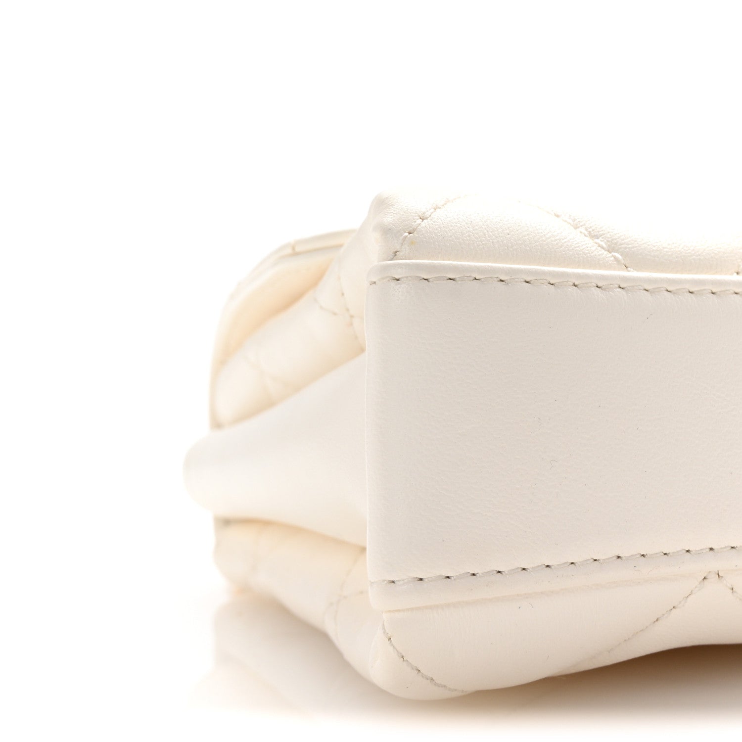 Chanel Lambskin Quilted Mini CC Crystal Logo Chain Flap White