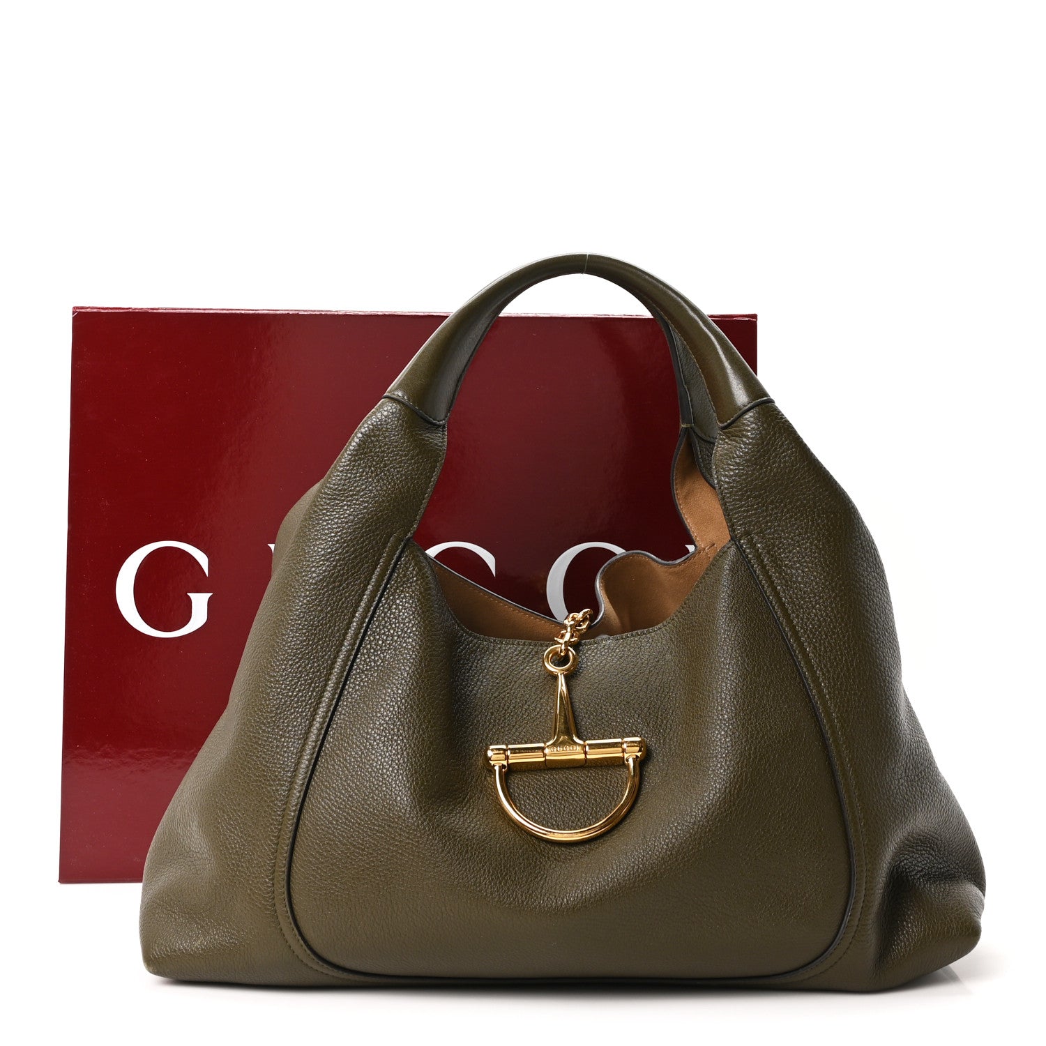 Gucci Grained Calfskin Softbit Maxi Shoulder Bag Forest Green 11 of 12