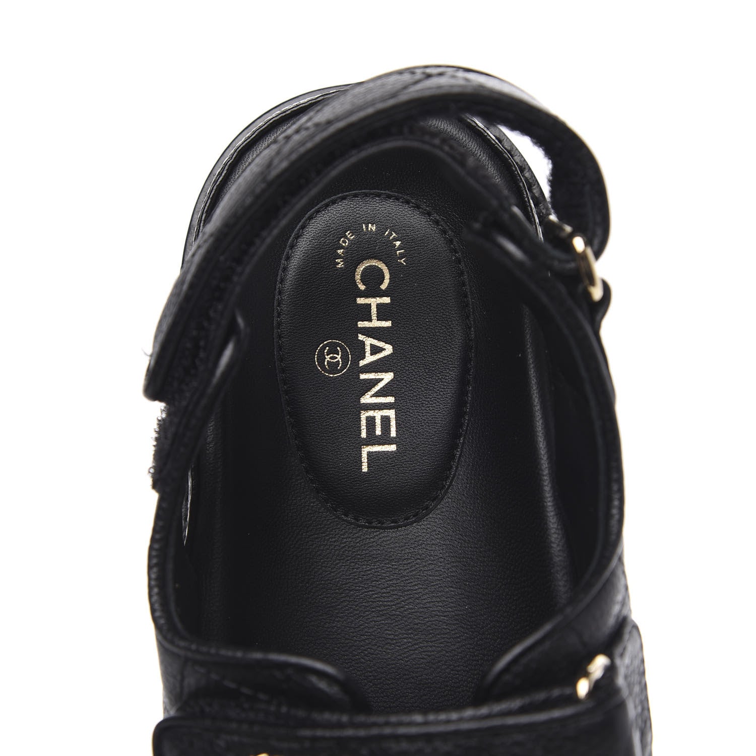 Chanel Grained Calfskin Velcro Dad Sandals 36 Black 6 of 10