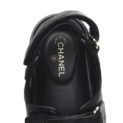 Chanel Grained Calfskin Velcro Dad Sandals 36 Black 6 of 10