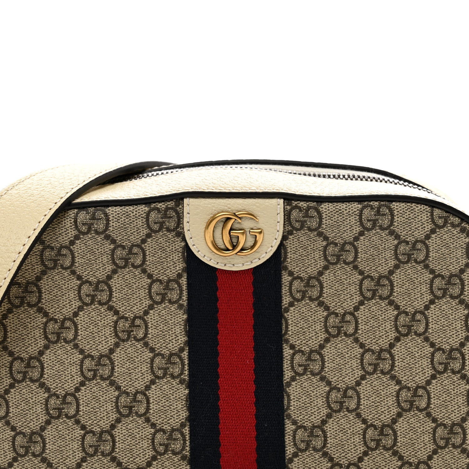 Gucci GG Supreme Monogram Textured Calfskin Web Small Ophidia Camera Bag Beige Ebony Mystic White 5 of 9