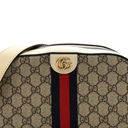 Gucci GG Supreme Monogram Textured Calfskin Web Small Ophidia Camera Bag Beige Ebony Mystic White 5 of 9