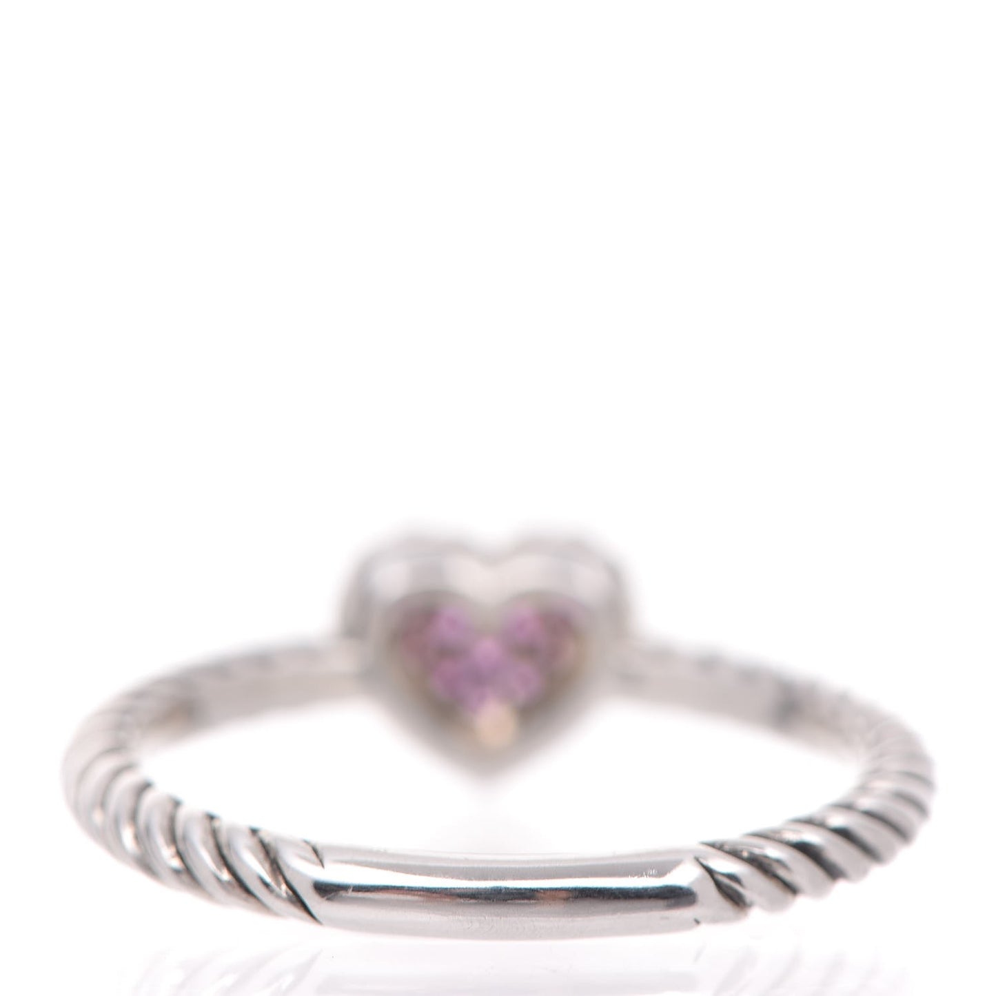 Sterling Silver Pink Sapphire Petite Pave Heart Ring 57 8