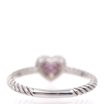 David Yurman Sterling Silver Pink Sapphire Petite Pave Heart Ring 57 8 4 of 5