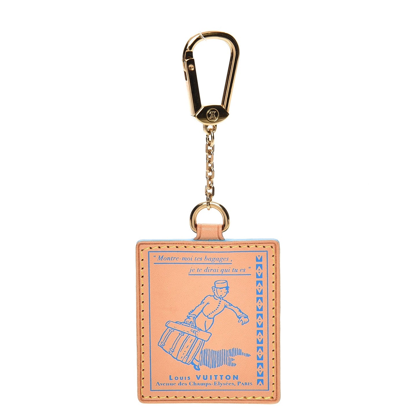 Vachetta Groom Key Ring Bag Charm Blue
