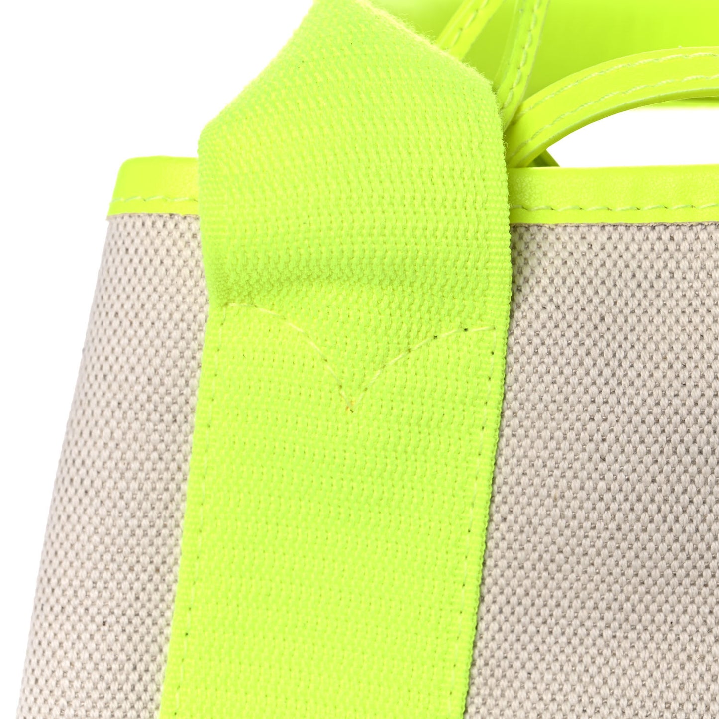 Cotton Canvas Satin Calfskin Navy Cabas XS Natural Fluo Yellow