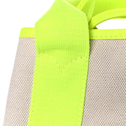Balenciaga Cotton Canvas Satin Calfskin Navy Cabas XS Natural Fluo Yellow 13 of 17