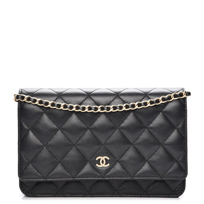 Chanel Lambskin Quilted Wallet On Chain WOC Black 3 of 15