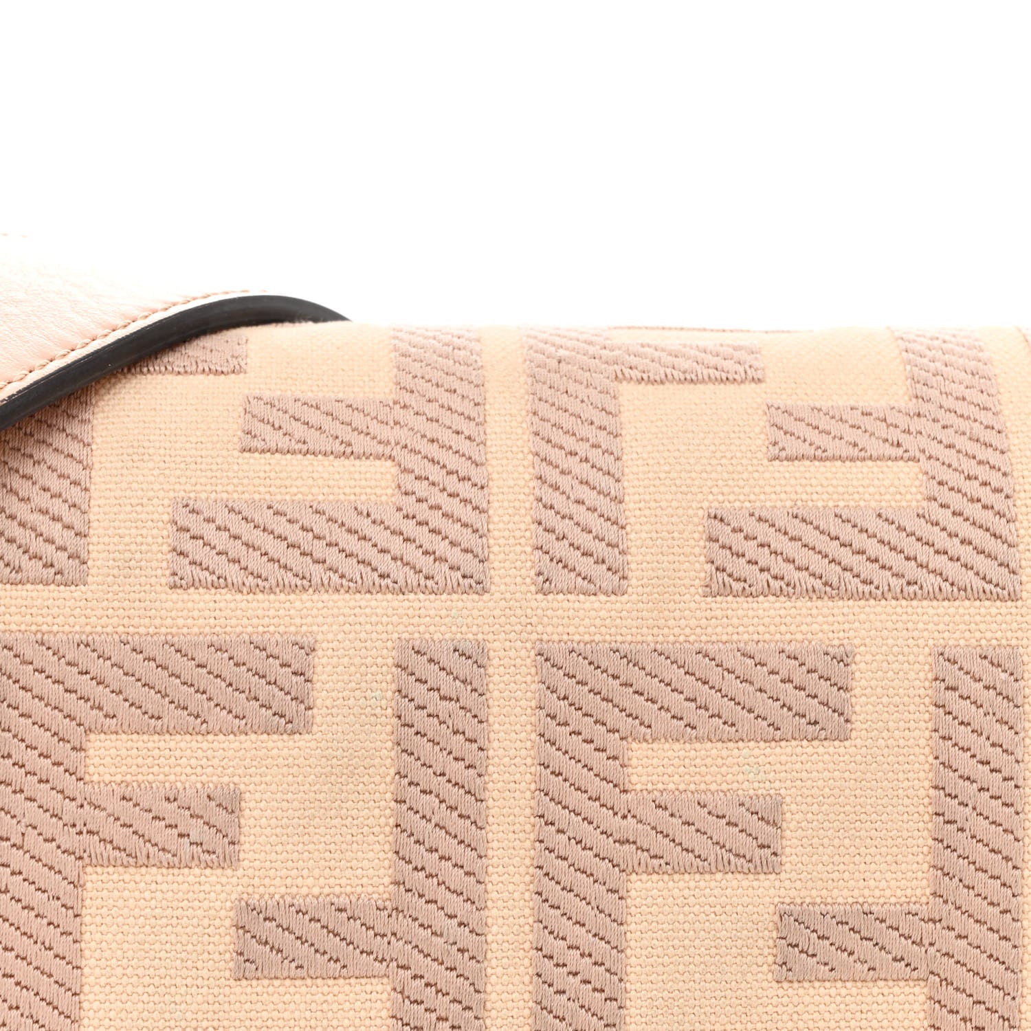 Fendi Canvas Vitello King Extra Strap FF Embroidered Baguette Baby Pink 9 of 12