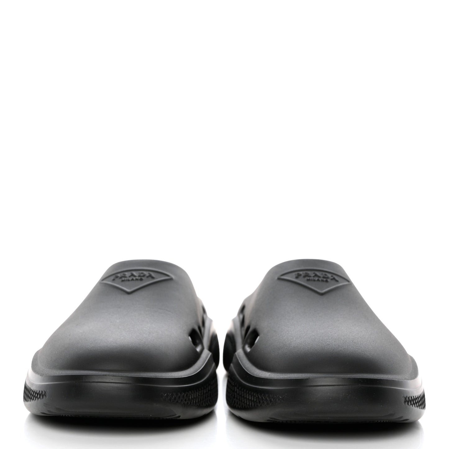 Soft Mellow Rubber Triangle Logo Embossed Mens Mules 42 Black