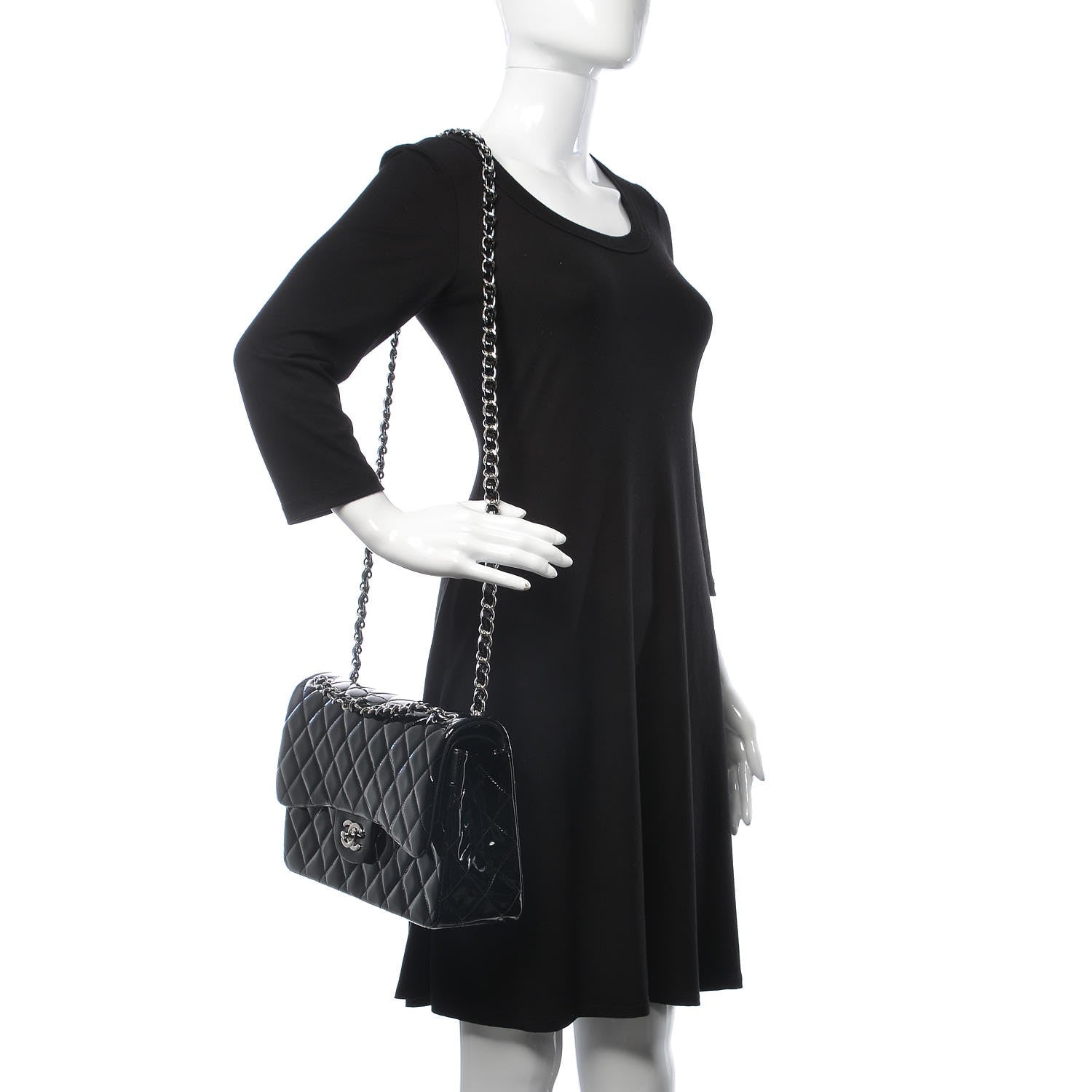 Chanel Patent Quilted Jumbo Double Flap Black 2 of 10