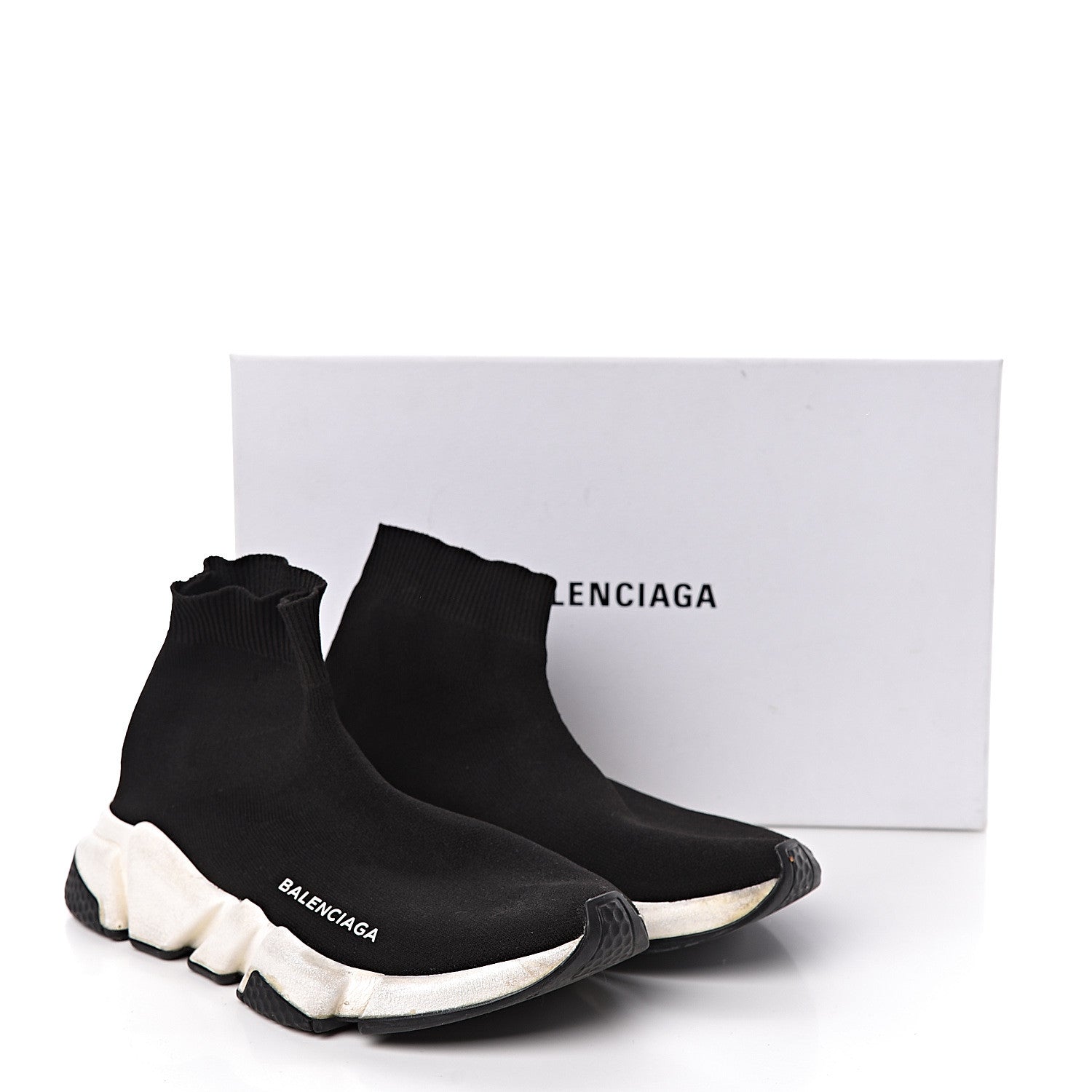 Balenciaga Neoprene Knit Womens Speed Sneakers 36 Black White 18 of 18