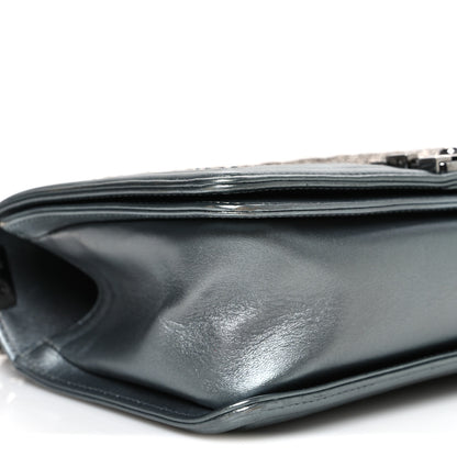 Chanel Metallic Lambskin Glass Pearl Embroidered Medium Boy Flap  Silver 9 of 10