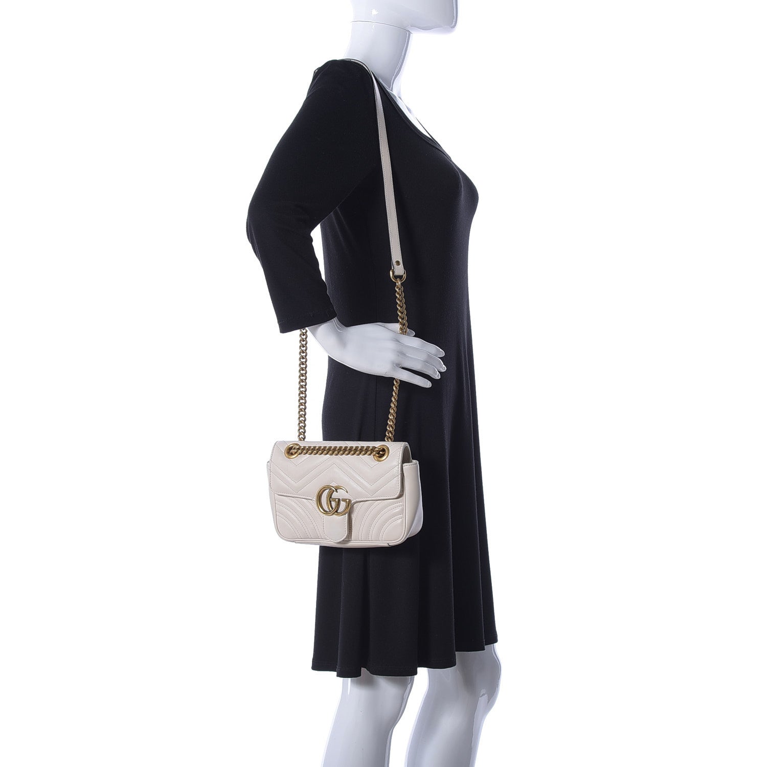 Gucci Calfskin Matelasse Mini GG Marmont Shoulder Bag White 2 of 24