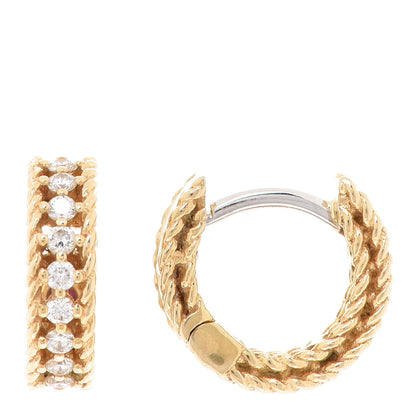 Roberto Coin 18K Yellow Gold Diamond Symphony Braided Huggie Hoop Earrings 1 of 4